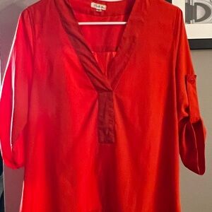 Bright Tunic Antilia Femme V-neck Roll-Sleeve Women's Tunic.